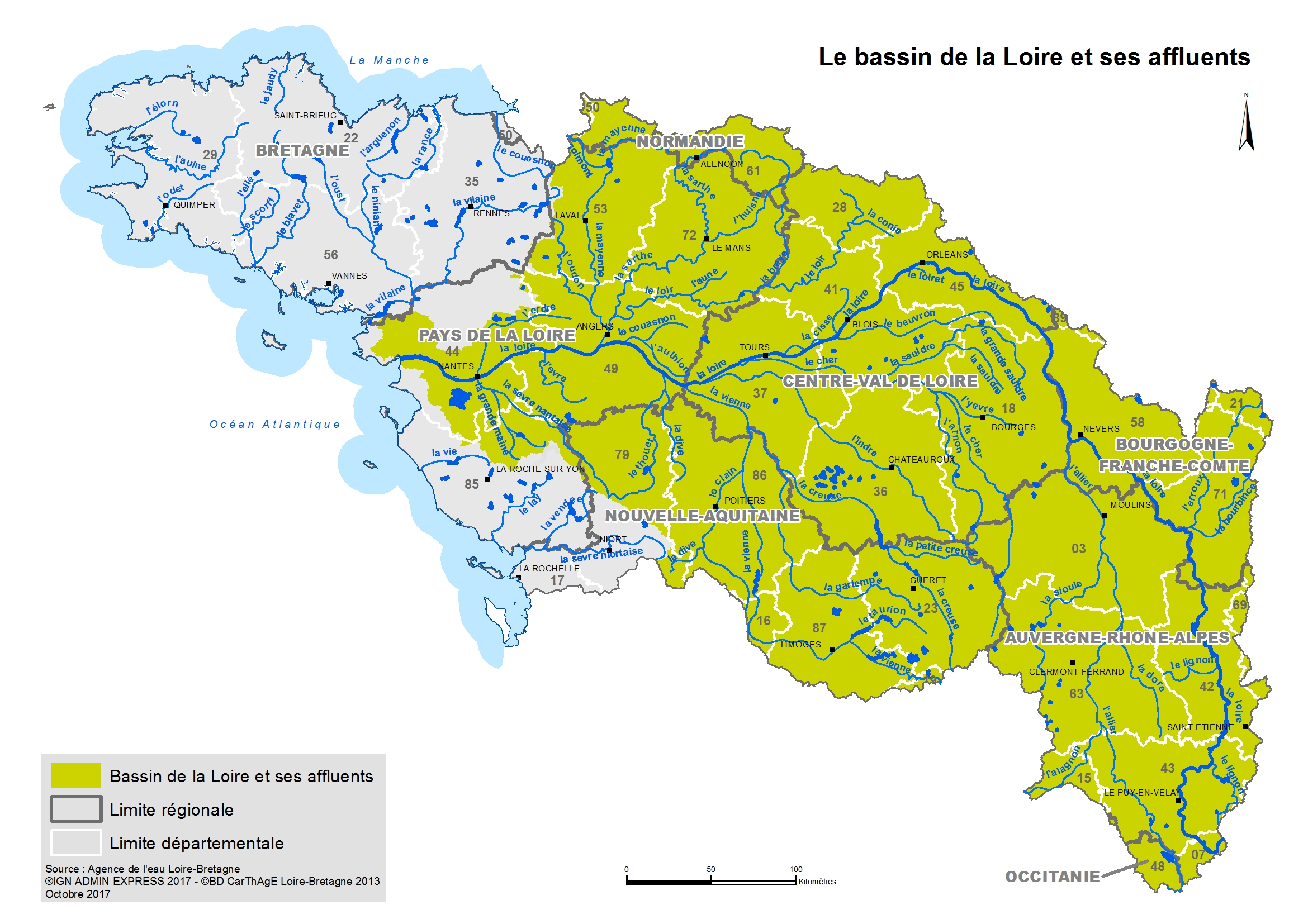 Le bassin de la Loire et de ses affluents