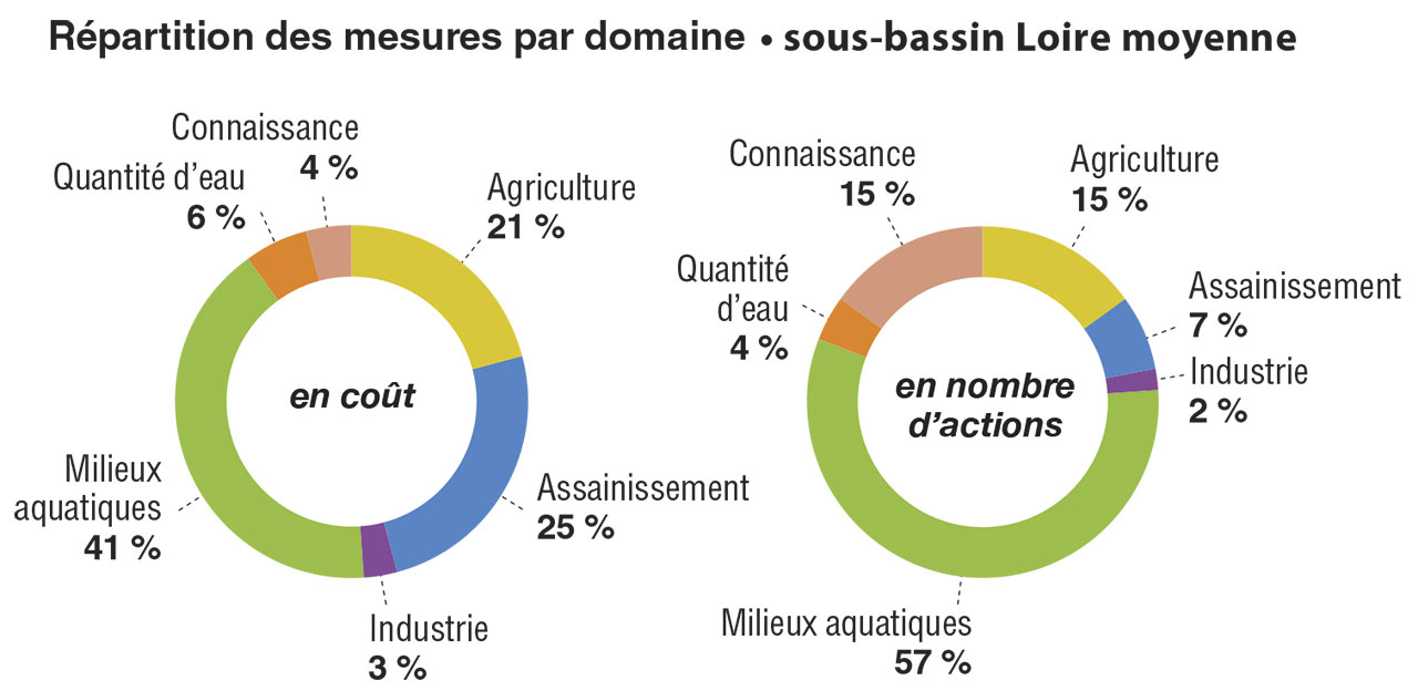 Répartition des mesures par domaine pour le sous-bassin Loire Moyenne